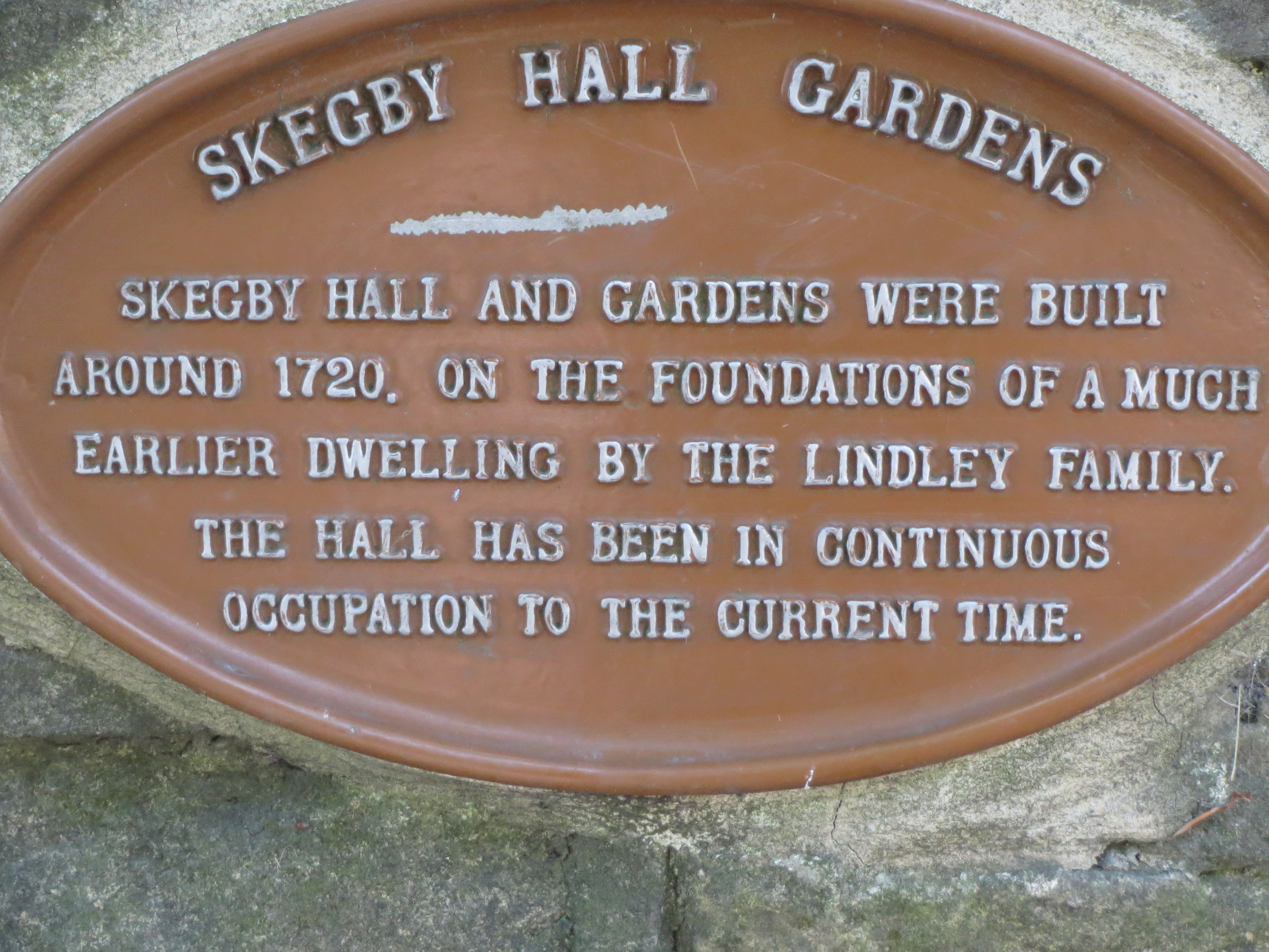 Skegby Hall Plaque